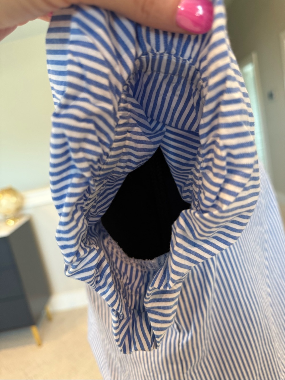 J. Crew Blue and White Striped Puff-Sleeve Button-Front Top - Picture 5 of 9